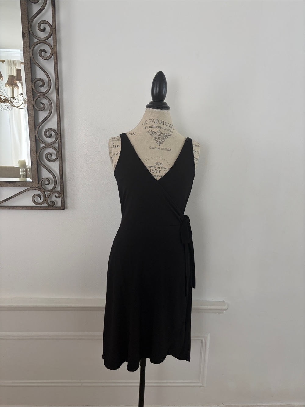Express Black Wrap Midi Dress with Side Tie